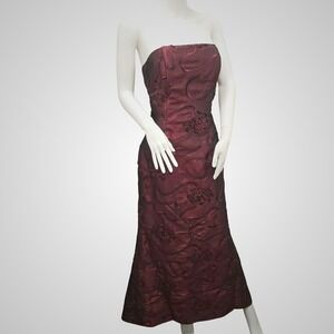 Jessica McClintock Strapless Size 10 Red Formal Dress Mermaid Y2K Moulin Rouge